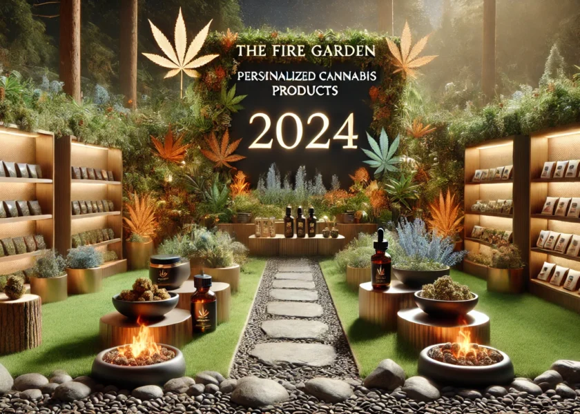 DALL·E 2024-09-06 10.18.39 – A realistic banner featuring personalized cannabis products in 2024. Display cannabis products like oils, edibles, and dried flower buds in a lush, na